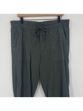 Kut From The Kloth Women's Size L Green Linen Blend Drawstring Pants